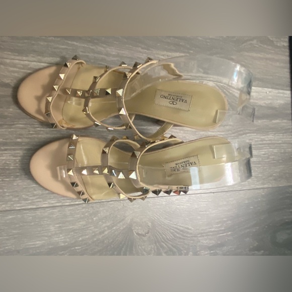 Valentino Garavani Rockstar Stud Caged Leather Tan Nude Sandals Size 42/ US 12 - Picture 11 of 11
